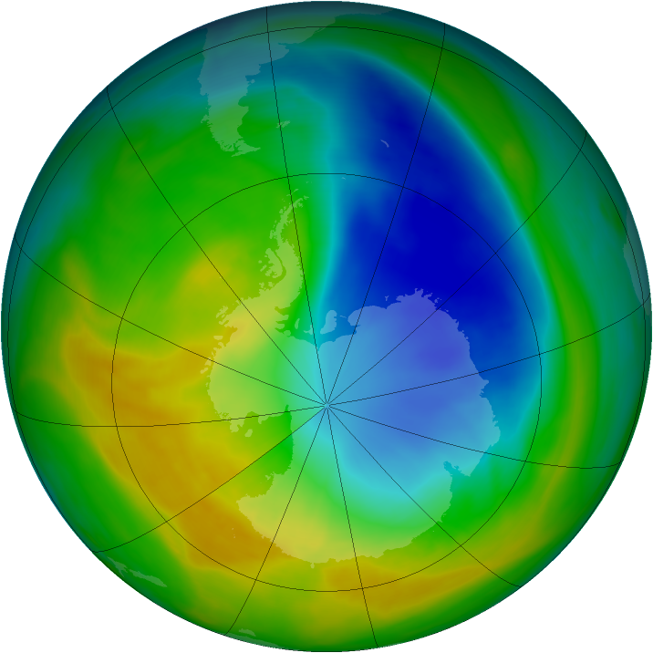 Antarctic ozone map for 11 November 2005